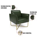 Ver imagem 3 de Poltrona Base X Industrial Dourado Marisa Corano Verde