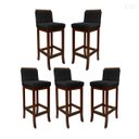 Ver imagem 1 de Kit 5 Banquetas Alta para Bancada de Cozinha Nice Madeira Castanho Matelassê Suede Preto Ccs