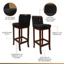 Ver imagem 4 de Kit 5 Banquetas Alta para Bancada de Cozinha Nice Madeira Castanho Matelassê Suede Preto Ccs