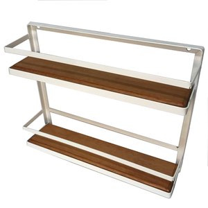 Prateleira Porta Condimentos e Temperos de Parede 2 Andares:Branco