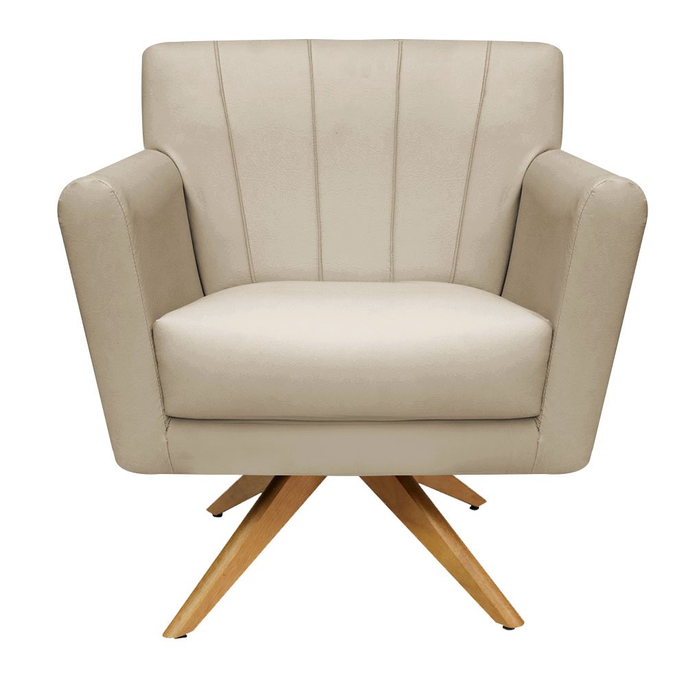 Poltrona Cadeira Decorativa Resistente Confortável Recepção Sala Espera Clinicas Iza Base Giratória: - 1
