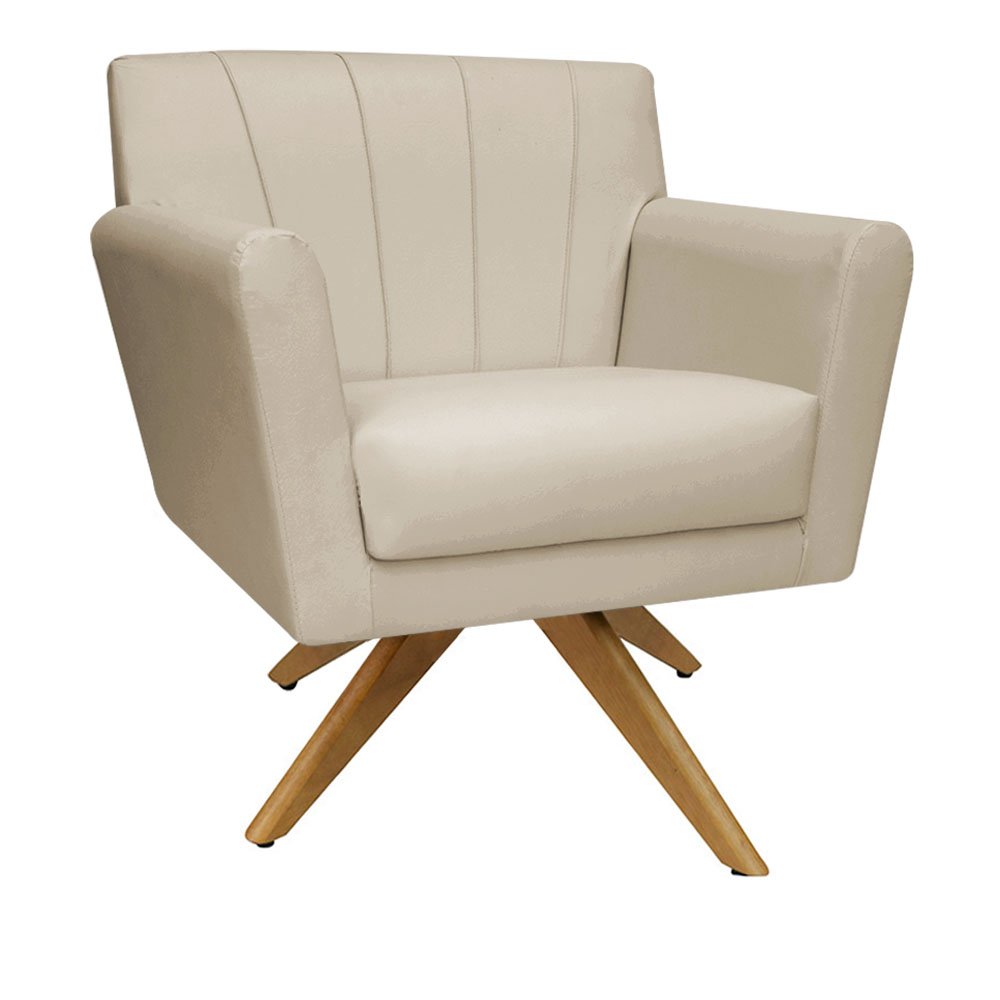 Poltrona Cadeira Decorativa Resistente Confortável Recepção Sala Espera Clinicas Iza Base Giratória: - 2