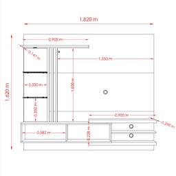 Bancada Suspensa Frizz Supreme Tvs até 55” Calacata Off White 278136 Madetec - 5
