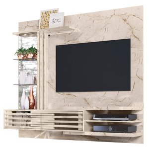 Bancada Suspensa Frizz Supreme Tvs até 55” Calacata Off White 278136 Madetec