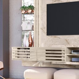 Bancada Suspensa Frizz Supreme Tvs até 55” Calacata Off White 278136 Madetec - 3