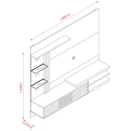 Bancada Suspensa Frizz Supreme Tvs até 55” Calacata Off White 278136 Madetec - 4