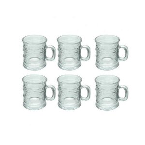 Conjunto de Canecas de Vidro Vintage Transparente 95ML 6 Peças LYOR 7164