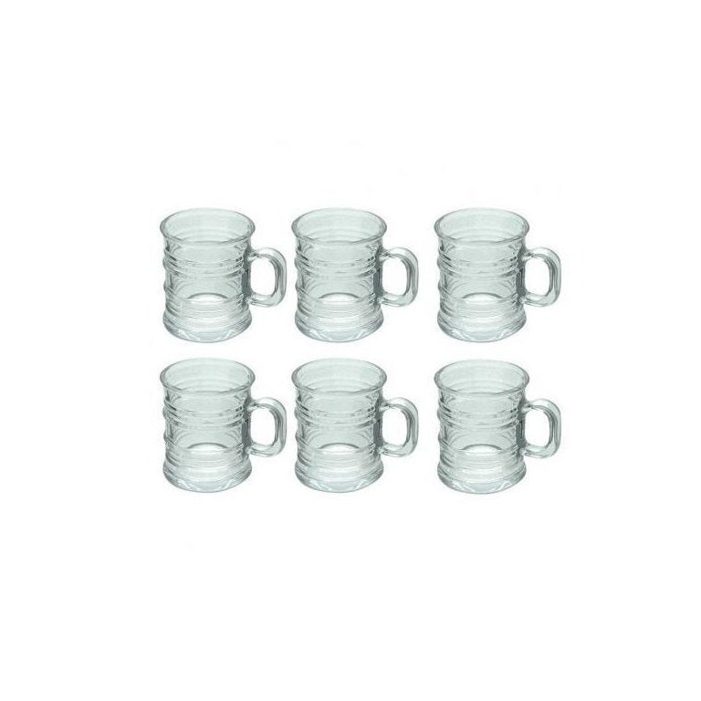 Conjunto de Canecas de Vidro Vintage Transparente 95ML 6 Peças LYOR 7164