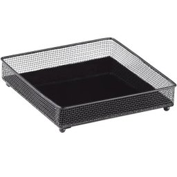 Bandeja Preta em Metal com Espelho Preto Quadrada Pequena MART 11987 - 1