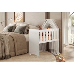 Mini Berço Moises Multifuncional com Colchão para Quarto do Bebê 5 em 1 Branco 100% Mdf - 6