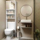 Ver imagem 1 de Armário de Banheiro para Vaso Sanitário com Espelho e 2 Portas Multimóveis Branco