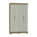Ver imagem 2 de Guarda-Roupa Casal Ripado com 4 Portas e 2 Gavetas York Marrom/Freijó/Off White