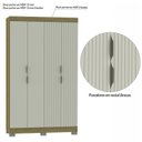 Ver imagem 6 de Guarda-Roupa Casal Ripado com 4 Portas e 2 Gavetas York Marrom/Freijó/Off White