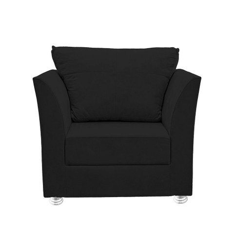 Poltrona Cadeira Decorativa para Sala e Quarto Lisboa Suede Preto