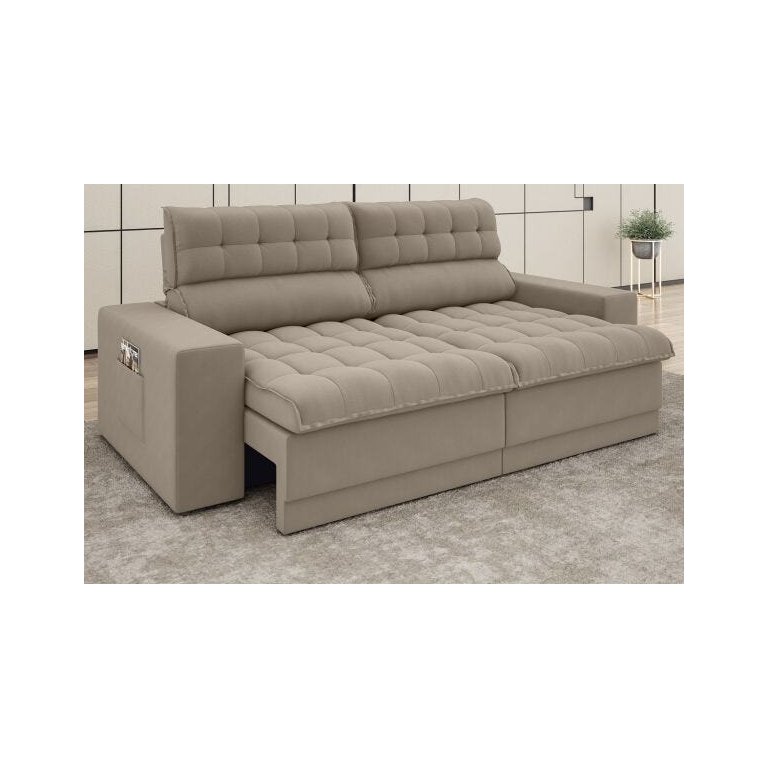 Sofá Omega 2,30M Assento Retrátil e Reclinável Velosuede Netsofás