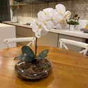 Ver imagem 2 de Arranjo Toque Real Centro de Mesa Orquídea Branca Artificial Vaso Grande
