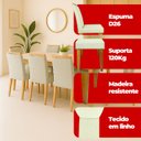 Ver imagem 4 de Kit 8 Cadeira de Jantar Emily Estofada Linho Bege Pé de Madeira Castanho - Arkell