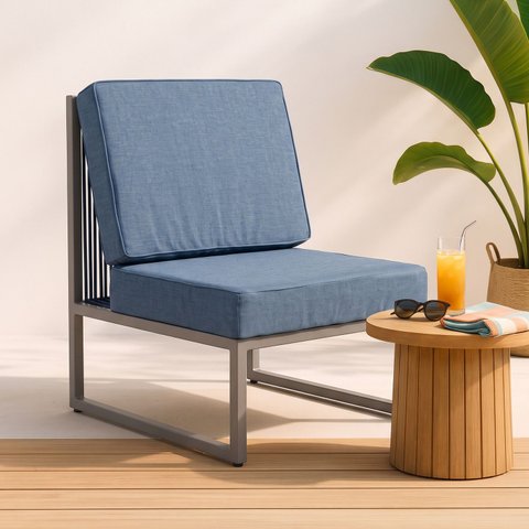 Poltrona Area Externa Corda Nautica Acquablock Aco Anticorrosivo Piscina Varanda Jardim Azul Liso