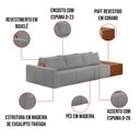 Ver imagem 3 de Sofá Ilha 3 Lugares Living 372cm Modulado para Sala Lary Bouclê Cinza Claro K01 - D'Rossi