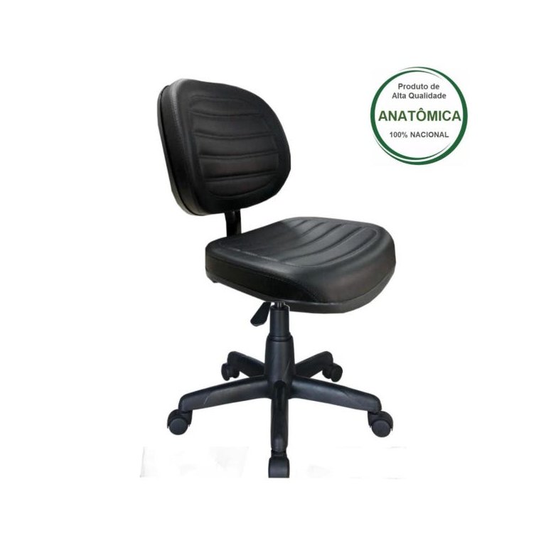 Cadeira Executiva Costurada Giratória Sem Braços - Cor Preta - Martiflex - 31002