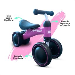 Bicicleta Infantil Nuga sem Pedal 4 Rodas Rosa - Estabilidade e Diversão - 2