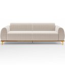 Ver imagem 2 de Sofá 4 Lugares Kiev 260cm D02 Base Castanho Pés D'ouro Bouclê Creme B-54