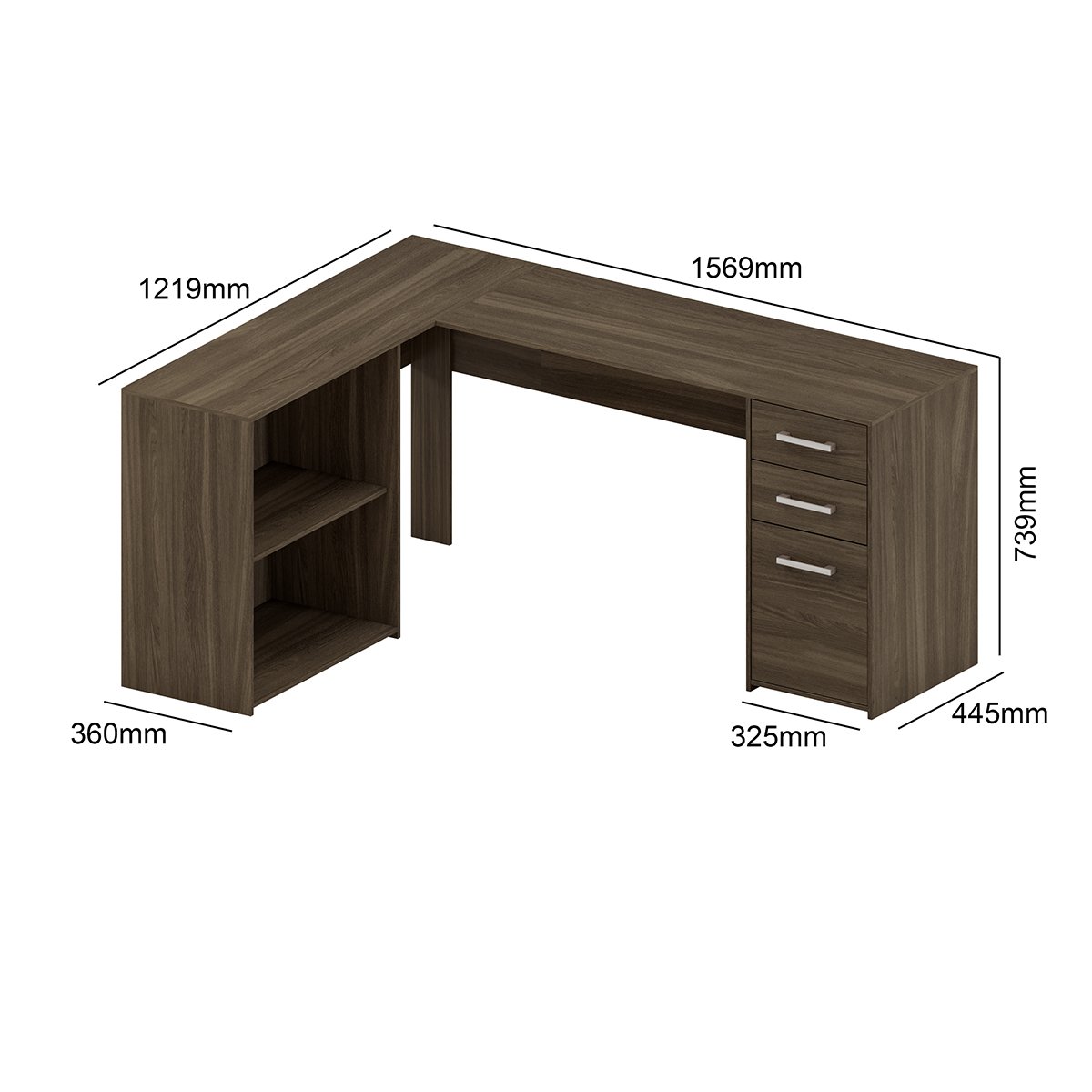 Escrivaninha Mesa para Computador em L Office Denver 2 Gavetas 1 Porta 155cm Cor:canela - 4