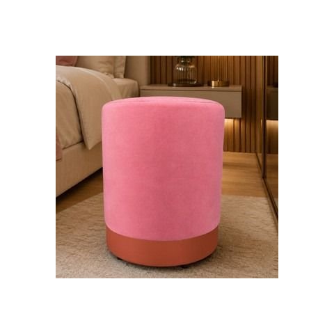Puff Rodapé Cobre Fosco, Cor Rosa Antigo Veludo - Let Móveis