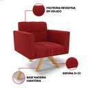 Ver imagem 3 de Poltrona Sala Decorativa Elisa Base Giratória Castanho Ma30 Veludo Marsala D03 - D’Rossi
