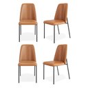 Ver imagem 1 de Kit 04 Cadeiras Sala de Jantar Lior com Encosto Estofado Base Preta Couríssimo Whisky - Desk Design