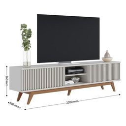 Rack Bancada Fortaleza Off White Matte para TV até 75” - Colibri - 7