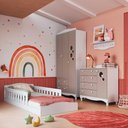 Ver imagem 1 de Quarto Infantil com Cama Montessoriana Guarda Roupa e Cômoda Cor:branco com Cinnamon
