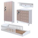 Ver imagem 2 de Quarto Infantil com Cama Montessoriana Guarda Roupa e Cômoda Cor:branco com Cinnamon