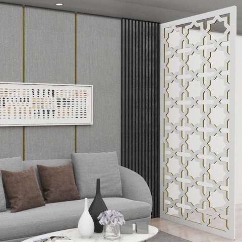 Painel Vazado Divisória Mdf Cairo Branco - 0,90x2,60m