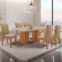 Ver imagem 1 de Mesa de Jantar Eloise 6 Lugares Retangular Vidro 180cm Off White Moderna