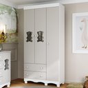 Ver imagem 1 de Guarda-roupa Infantil 92cm com Vidro 3 Portas e 2 Gavetas Ternura Multimóveis Mp4477 Branco/off