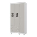 Ver imagem 2 de Guarda-roupa Infantil 92cm com Vidro 3 Portas e 2 Gavetas Ternura Multimóveis Mp4477 Branco/off