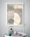 Ver imagem 2 de Quadro Decorativo Abstrato Bege Riscos Preto - 70x50cm:moldura Branca