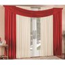 Cortina Para Janela Hotel Moderna Clean Luxo 4,00 Malha Em Gel Para Varão - Vermelho / Palha - 2