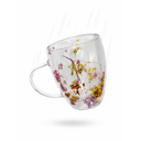Ver imagem 2 de Caneca de Vidro com Flores 350ml Dupla Parede Colorida Decorativa Elegante para Design Moderno e Del