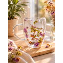 Ver imagem 4 de Caneca de Vidro com Flores 350ml Dupla Parede Colorida Decorativa Elegante para Design Moderno e Del