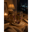 Ver imagem 5 de Caneca de Vidro com Flores 350ml Dupla Parede Colorida Decorativa Elegante para Design Moderno e Del