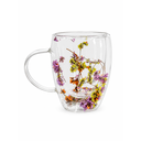 Ver imagem 1 de Caneca de Vidro com Flores 350ml Dupla Parede Colorida Decorativa Elegante para Design Moderno e Del