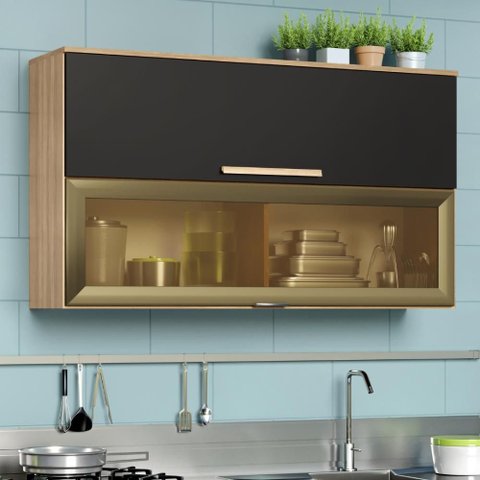 Armário de Cozinha C/ Vidro 2 Portas 1,20m Teka/onix