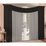 Cortina Para Janela Hotel Moderna Clean Luxo 2,00 Malha Em Gel Para Varão - Preto / Cinza - 2