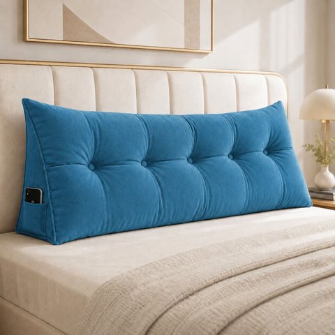Almofada Encosto Triangular Cama Leitura Cabeceira Suede