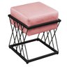 Puff Decorativo Quadrado Troia Base Ferro Preto/veludo Cor:rose - 1