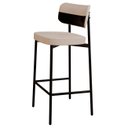 Ver imagem 5 de Banqueta Alta Bar Estofada Kit 6 Ella M25 Linho Areia/preto - Mpozenato