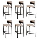 Ver imagem 1 de Banqueta Alta Bar Estofada Kit 6 Ella M25 Linho Areia/preto - Mpozenato
