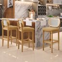 Ver imagem 2 de Kit 05 Banquetas Altas Para Cozinha Bancada Sala Tela Betta Fixa L02 Bouclê Mostarda - Lyam Lyam Dec